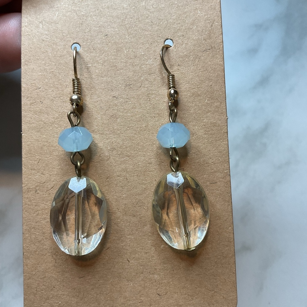Elegant light blue and Silver Dangle Earrings